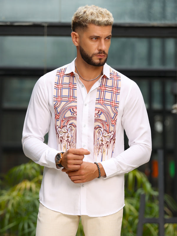 Scarf White Digital Printed Shirt