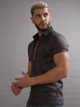 Grey Zipper Short Sleeve Shirt