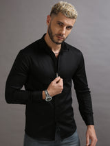 Zipper Waist Coat Shirt Black