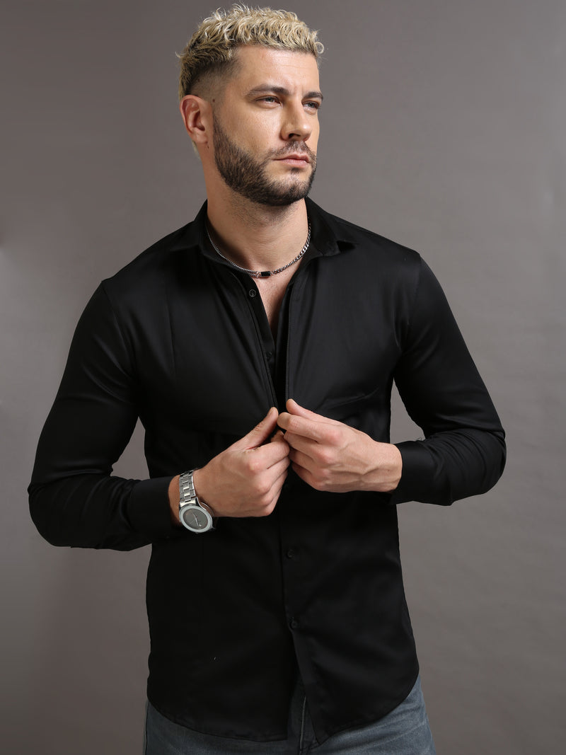 Zipper Waist Coat Shirt Black