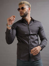 Zipper Waist Coat Shirt Grey