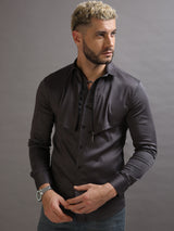 Zipper Waist Coat Shirt Grey