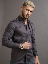 Zipper Waist Coat Shirt Grey