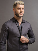 Zipper Waist Coat Shirt Grey